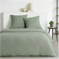 TODAY Essential Bettwäscheset Crepon in Salbeigrün 220x240 cm mit 2 Kissenhüllen 63x63 cm – 2 Personen