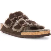 Birkenstock Arizona Shearl g Frauen Doppelt Riemen Wildleder Sandale Mokka – 4,5 UK - 37 EU - 6/6,5 US / Moka