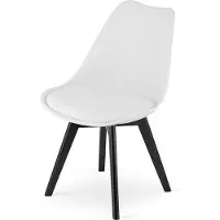 Home Collective Esszimmerstuhl Stuhl Wohnzimmerstuhl weiss mit Kunststoffbeinen in schwarz, bequemer & stabiler Schalenstuhl