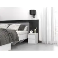 Home Collective Nachttisch Nachtschrank mit 2 Schubladen Beistelltisch klein schmal 30x30x40 cm Holwerkstoff Weiß