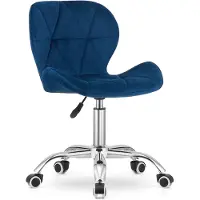 Home Collective Drehstuhl Bürostuhl Schreibtischstuhl Polster aus Samt in blau | höhenverstellbar mit ergonomischer Sitzfläche
