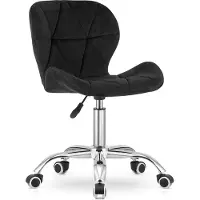 Home Collective Drehstuhl Bürostuhl Schreibtischstuhl Polster aus Samt in schwarz | höhenverstellbar mit ergonomischer Sitzfläche