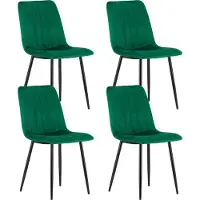 Home Collective 4er Set Polsterstuhl Esszimmerstuhl Stuhl Wohnzimmerstuhl Polster, 4x grün mit schwarzen Beinen