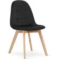 Home Collective Esszimmerstuhl Bürostuhl Küchenstuhl, gepolsterter Stuhl, Velours-Sitzmaterial mit Holzbeinen aus Buche, 120 kg Sitzlast, schwarzer Samt 1 Stuhl
