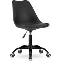 Home Collective Drehstuhl mit Rollen, verstellbar Polypropylen plus Kunstlederkissen, Metallgestell, Schreibtischstuhl, Bürostuhl ohne Armlehne 56,5 x 56,5 x 96 cm schwarz