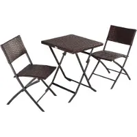 Bolt Outdoor Klapptisch-Set 3-teilig – Balkon- und Bistro-Set – 2 Klappstühle und Tisch – PE-Rattan und Stahlrahmen – Für Garten, Balkon und Camping – Braun