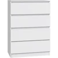 Home Collective Kommode weiß mit vier Schubladen, Schlafzimmer Flur Nachttisch, Schrank, Sideboard, Highboard, Breite 70 cm Höhe 97cm