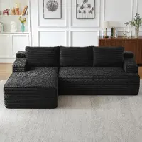 ALFORIGO Ecksofa L-förmig, modulares Schlafsofa im Cloud-Design mit tiefem Sitz, Schaumstoff & Taschenfederkern, Cordbezug, ohne Montage