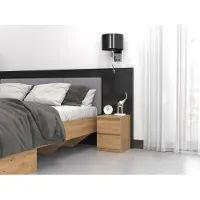 Home Collective Nachttisch Nachtschrank mit 2 Schubladen Beistelltisch klein schmal 30x30x40 cm Holwerkstoff Artisan