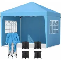 Bolt Partyzelt mit Seitenwänden – 300x300cm – Aufklappbar – Blau – Easy Up – Pavillon – Wasserdicht & Wetterbeständig – Höhenverstellbar
