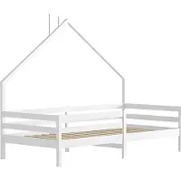 Bolt Kinderbett 90x200cm – Hausbett aus Holz – Einzelbett für Kinder – Mit Lattenrost – Mit Stauraum – Ohne Matratze – Weiß