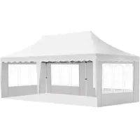 Bolt Luxus-Partyzelt – Faltzelt mit Seitenwänden – 300x600cm – Weiß – Easy-up – Pavillon – Wasser- und wetterfest – Höhenverstellbar