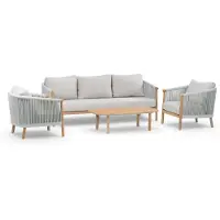 4 Jahreszeiten Gartenmöbel Sessel-Sofa Lounge-Set Es Vedra | 3-Sitzer | Teakholz