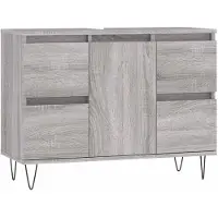 vidaXL Badschrank Grau Sonoma 80x33x60 cm Holzwerkstoff