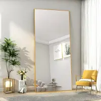 INONEFT Ganzkörperspiegel 180x80 cm, Spiegel Gold als Standspiegel /Wandspiegel, Aluminiumrahmen,großer Ankleidespiegel für Schlafzimmer, Flur, Ankleidezimmer