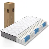 Ropilly 180x200 cm Taschenfederkernmatratze H3, 20 cm hoch, mit 7-Zonen-Aufbau, Memory-Schaum, , grau-weiß