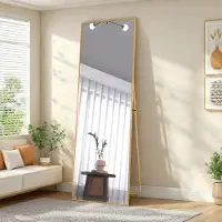 INONEFT Ganzkörperspiegel 150×40cm,Standspiegel Gold mit Rechteckiger Aluminiumrahmen gehärtetem Glas, Moderner Spiegel für Schlafzimmer, Flur, Wohnzimmer