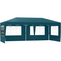 QEENTOE 3x6 m Falt-Gartenpavillon Grün mit 6 Seitenwänden, höhenverstellbar, stabil, wasserdichter UV-Schutz für Party, Hochzeit, Festival & Camping