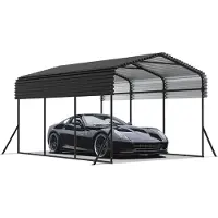 QEENTOE Metall Carport 4,5x3x2,5 m, Ganzmetallrahmen, Stahldach, verstärkte Basis, Outdoor Unterstand für Auto, LKW & Boote