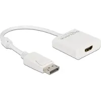 DeLOCK Adapter DisplayPort 1.2 Stecker zu HDMI Buchse 4K Aktiv weiß, 0,2 m, DisplayPort, HDMI, Männlich, Weiblich, Gerade