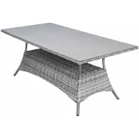 4 Jahreszeiten Gartenmöbel Gartentisch Dublin 180 x 90 cm | Aschgrau | Polyrattan & Keramik
