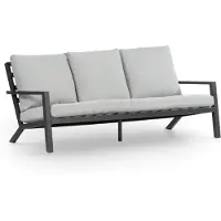 4 Jahreszeiten Gartenmöbel 3-Sitzer Lounge-Sofa | Bezano | Mattschwarz / Creme | Aluminium