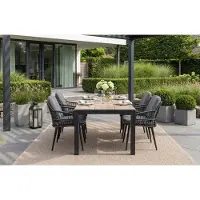 4 Jahreszeiten Gartenmöbel 5-teiliges Garten-Set | 4 Gartenstühle Isabel | Limasol Gartentisch | 180 cm