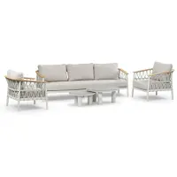 4 Jahreszeiten Gartenmöbel Sessel-Sofa Lounge-Set Capri | 3-Sitzer | Natur