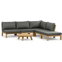 4 Jahreszeiten Gartenmöbel Eck-Lounge-Set Kent | 6-teilig | Grey | Akazienholz