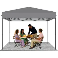 QEENTOE Faltpavillon 3x3m Pop-Up, Grau, Höhenverstellbar 240–260cm, Wasserdicht Winterfest UV-Schutz Stahlgestell für Garten Camping Hochzeit Innenhof