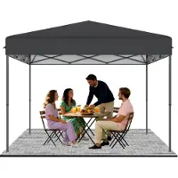 QEENTOE Faltpavillon 3x3m Pop-Up, Anthrazit, Höhenverstellbar 240–260cm, Wasserdicht Winterfest UV-Schutz Stahlgestell für Garten Camping Hochzeit Innenhof