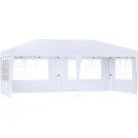 QEENTOE 3x6 m Falt-Gartenpavillon Weiß mit 6 Seitenwänden, höhenverstellbar, stabil, wasserdichter UV-Schutz für Party, Hochzeit, Festival & Camping