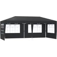 QEENTOE 3x6 m Falt-Gartenpavillon Anthrazit mit 6 Seitenwänden, höhenverstellbar, stabil, wasserdichter UV-Schutz für Party, Hochzeit, Festival & Camping