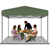 QEENTOE Faltpavillon 3x3m Pop-Up, Grün, Höhenverstellbar 240–260cm, Wasserdicht Winterfest UV-Schutz Stahlgestell für Garten Camping Hochzeit Innenhof