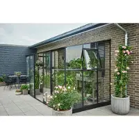 Halls Anlehngewächshaus Qube Lean-To 612 Sicherheitsglas 3 mm 188 x 374 cm schwarz