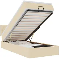 vidaXL Ottoman-Bett mit Matratze & LEDs Creme 100x200 cm Stoff