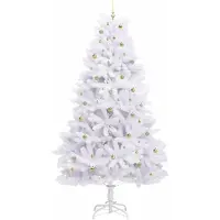 vidaXL Künstlicher klappbarer Weihnachtsbaum Weiß 270 cm PVC und Stahl