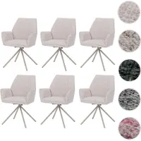 Mendler 6er-Set Esszimmerstuhl HWC-G67, drehbar Auto-Position Metall Chenille (410g/m²) Gestell creme, creme