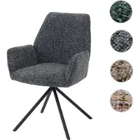 Mendler Esszimmerstuhl HWC-G67, Küchenstuhl, drehbar Auto-Position Metall Chenille (410g/m²) Gestell schwarz, dunkelgrau