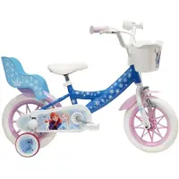 Denver Bike FROZEN 12, Kinderfahrrad, geeignet für Kinder im Alter von 3 bis 5 Jahren, mit einer Körpergröße von 85 bis 105 cm, mit Korb und Puppenträger