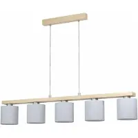 Eglo Pendelleuchte CASTRALVO nickel-matt, braun weiß E27 5X28W L:121cm B:15cm H:110cm dimmbar