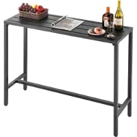 Vevor Bartisch, 1200 x 375 x 980 mm, Bistrotisch, Stehtisch mit Metallgestell, rechteckige Esstische, Küchentisch, Tresentisch, Partytisch, Gartenmöbel für Balkon, Garten, Poolrand