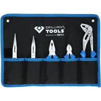 BRILLIANT TOOLS Zangen-Set, 5-teilig, in Rolltasche