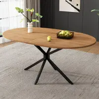 Ninkear Esstisch 120x80x75,5cm, Metallbeine, oval, 4-6 Personen, Natur (Natural)