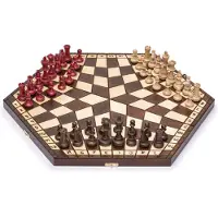 OEM Schachspiel für 3 Spieler, 54 cm, sechseckig, Holz, handgefertigt