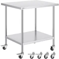 OEM Edelstahl-Werktafel 45,7x76,2x95,5 cm, 4 Rollen, 3-fach höhenverstellbar