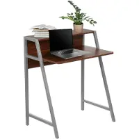 OEM Schreibtisch Dumont, Walnuss/Silber, 89x78x50,5 cm, mit Ablage
