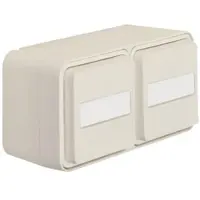 Hager WNC145B Steckdose SCHUKO AP 2fach waager. mit Klappd. u. Beschrift.feld, W.1 IP55,p.weiß