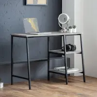 OEM Schreibtisch, Betoneffekt, schwarzes Metallgestell, 104x45x72 cm