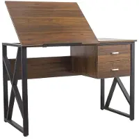 OEM Schreibtisch mit 2 Schubladen, verstellbare Platte, 110x75x55 cm, Walnuss